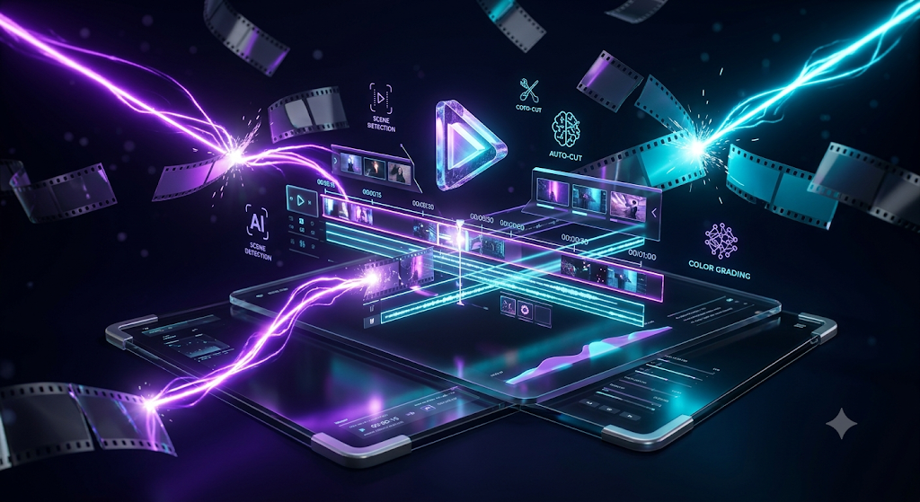 AI-assisted short-form video editing workspace